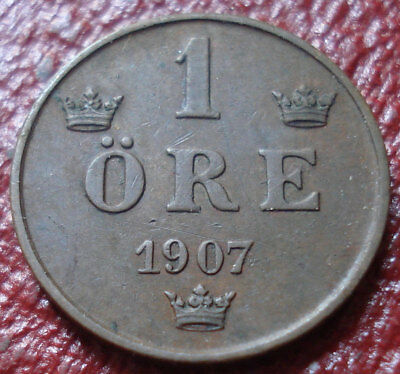 1907 SWEDEN 1 ORE IN EF CONDITION