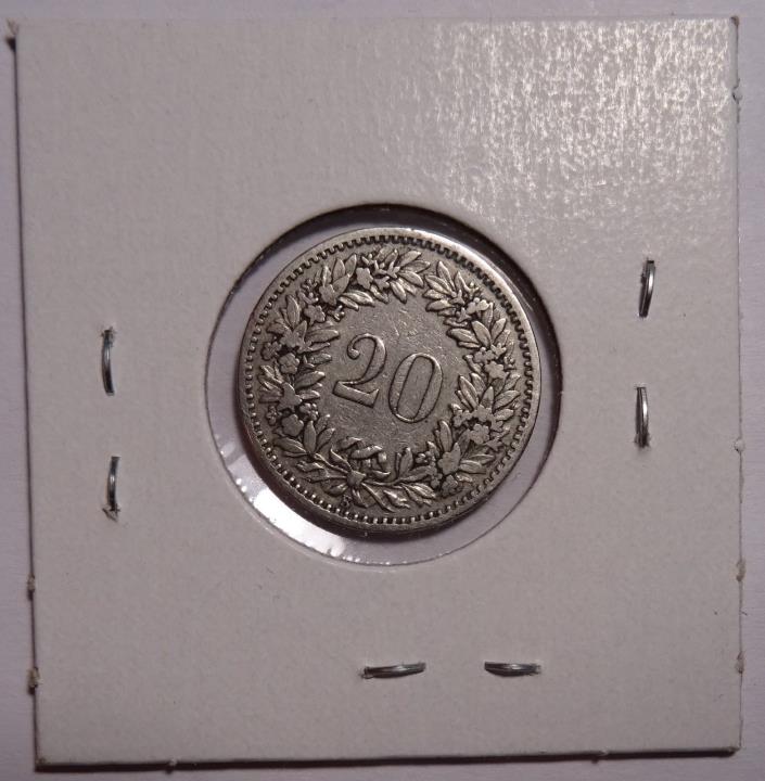 1893 SWITZERLAND 20 RAPPEN COIN