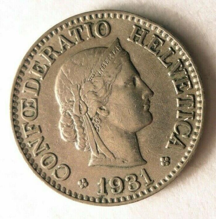 1931 SWITZERLAND 10 RAPPEN - Excellent Coin- FREE SHIP - SWITZERLAND BIN #2