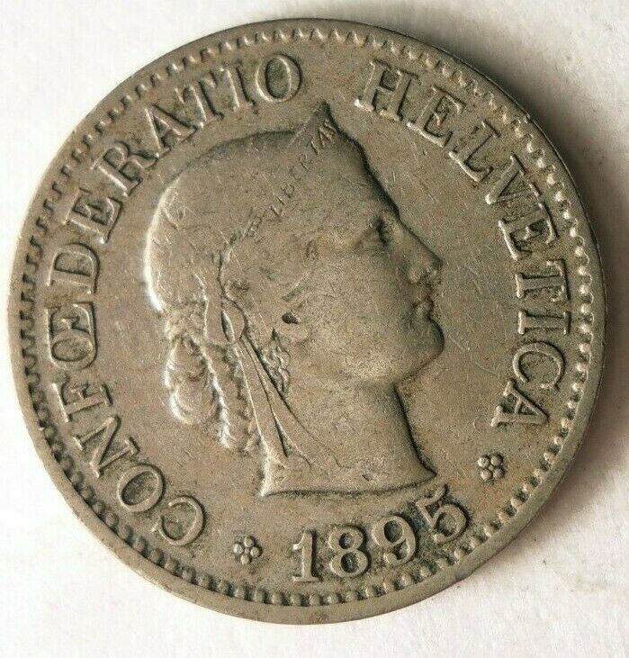 1895 SWITZERLAND 10 RAPPEN - Excellent Coin- FREE SHIP - SWITZERLAND BIN #2