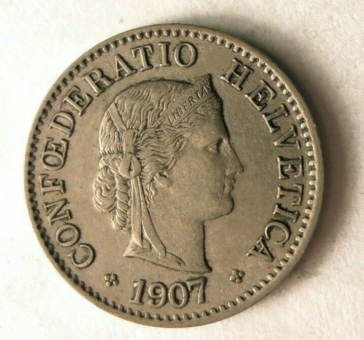 1907 SWITZERLAND 5 RAPPEN - High Grade Coin- FREE SHIP - SWITZERLAND BIN #2