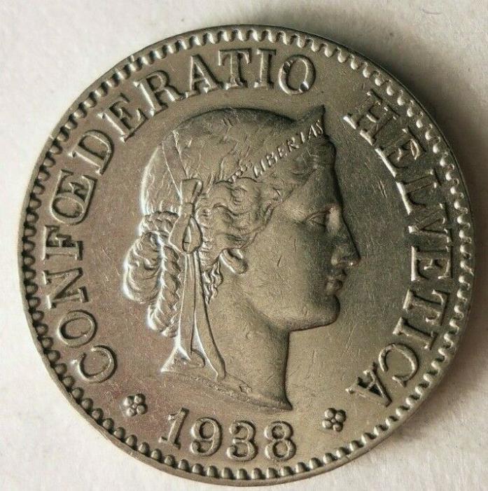 1938 SWITZERLAND 10 RAPPEN - Great Coin- FREE SHIP - SWITZERLAND BIN #2
