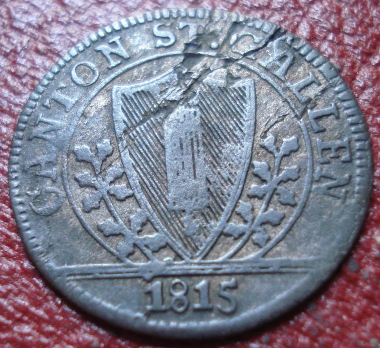 1815-K SAINT GALL (SWITZERLAND) 1 BATZEN IN FINE CONDITION