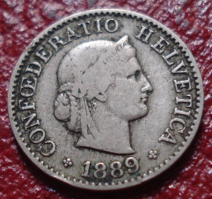 1889-B SWITZERLAND 5 RAPPEN IN VG-FINE CONDITION