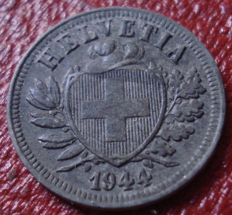 1944-B SWITZERLAND 2 RAPPEN IN VF-EF CONDITION
