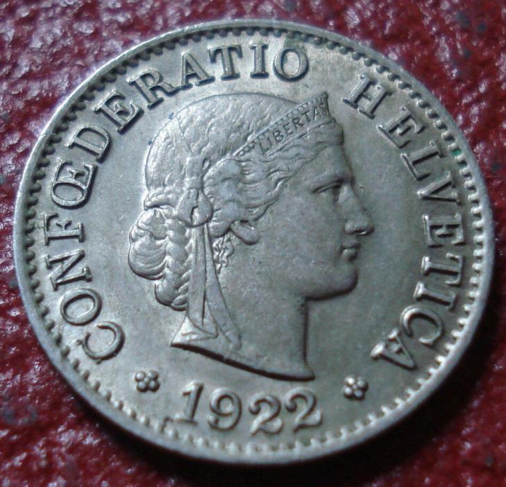 1922-B SWITZERLAND 5 RAPPEN IN EF CONDITION