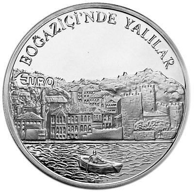 TURKEY 10,000,000 LIRA 2001 Silver PF BOAT & BOGAZICI CITY VIEW