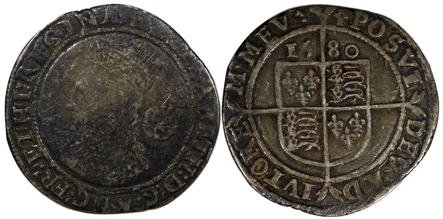 ENGLAND Elizabeth I (1558-1603) SILVER 1580 Sixpence 25 mm , 2.83 g. S-2572