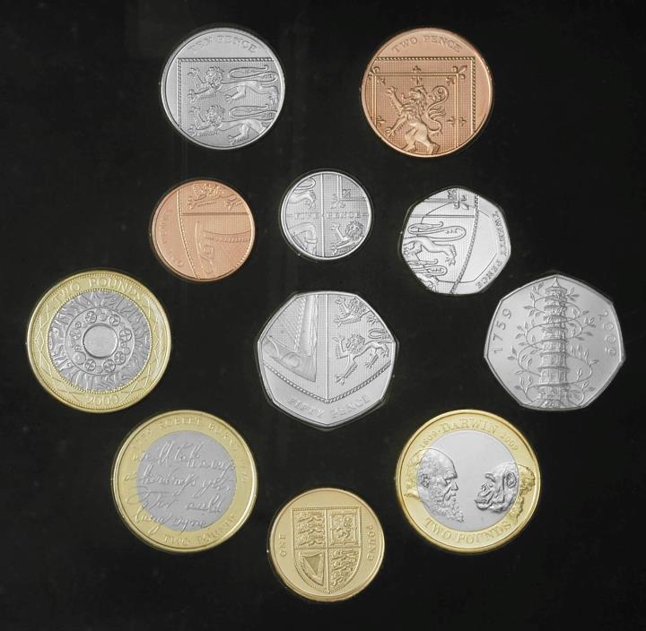 2009 Royal Mint Brilliant Uncirculated Coin Set w/ Kew Gardens 50 pence KEY DATE