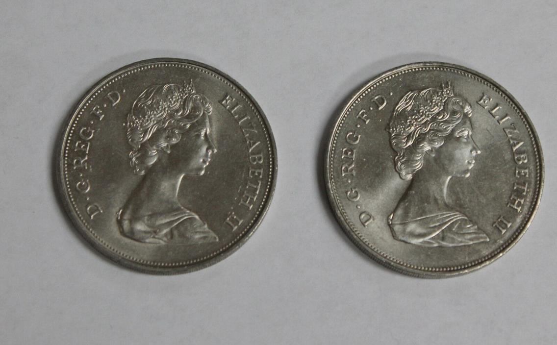 1972 & 1980 UK (Great Britain) Queen Elizabeth II 25 New Pence