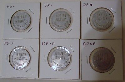 6 HYATT DAIRY TOKENS PAROWAN, UTAH REG. & COUNTER STAMPED