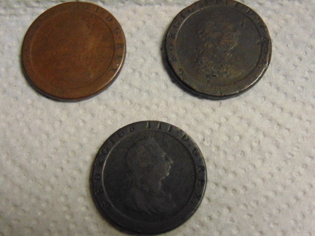 Lot Of 3 From 1797 Great Britain Pence Penny Cartwheels & 12 Free Old Coins UK