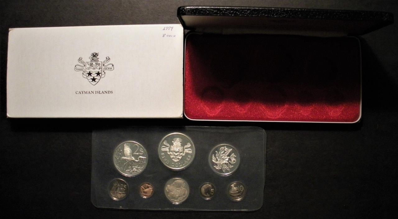 1974 Cayman Islands Set 8-coin Proof Set (4 Silver) w Case & COA Royal Canadian