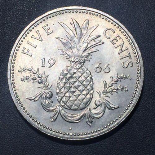 Old Foreign World Coin 1966 Bahama Islands 5 Cent, Beautiful Luster!