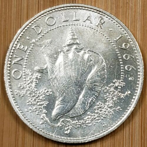 1966 Bahamas Dollar .800 Silver Coin BU