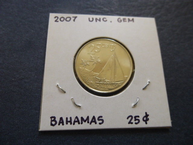 Bahamas 2007 25 Cents - Gem Unc Bahamian Sloop New Design