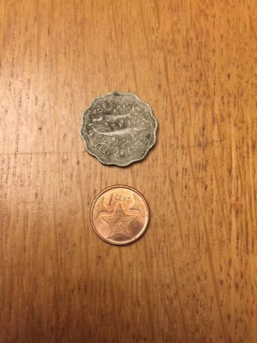 2 Coins Bahamas 1982 10 Cents And 2009 1 Cent Starfish Circulated