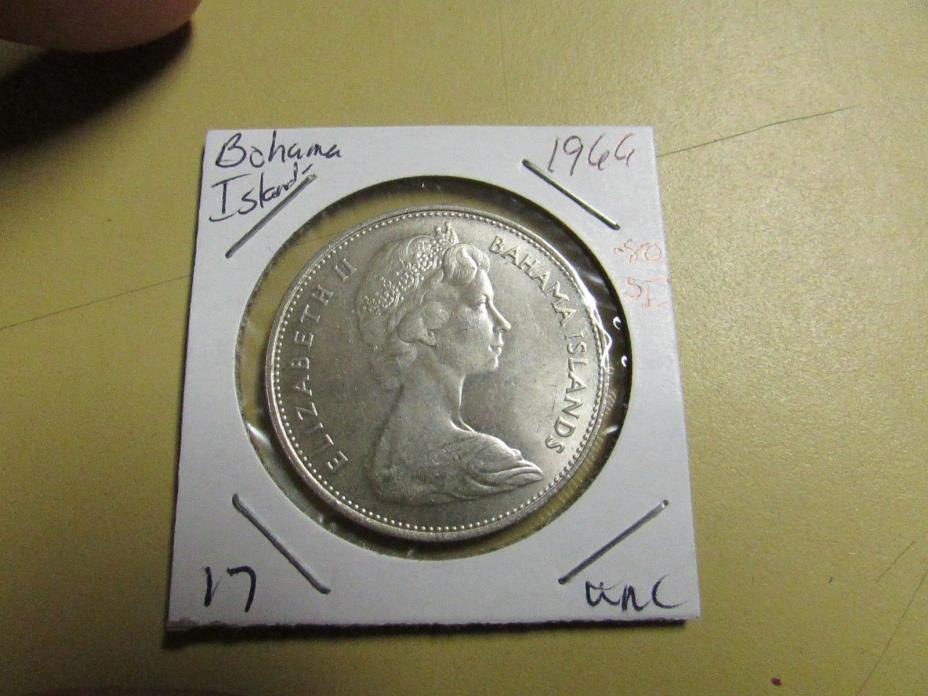 1966 Bahamas Silver Dollar UNC .80 Silver