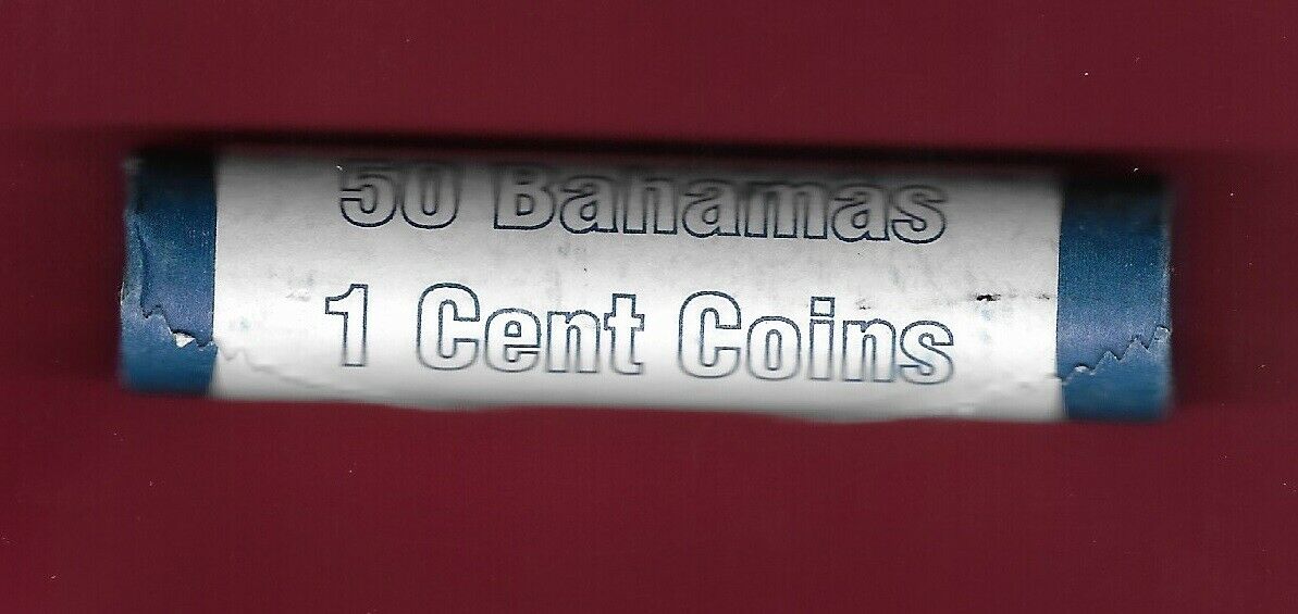 BAHAMAS ISLAND 1 CENT 1998 UNC ROLL OF 50 COINS,STARFISH,VALUE AT TOP,ELIZABETH