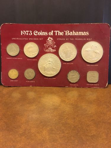 1973 Coins of The Bahamas UNC Specimen , 4 of The Coins are Silver.