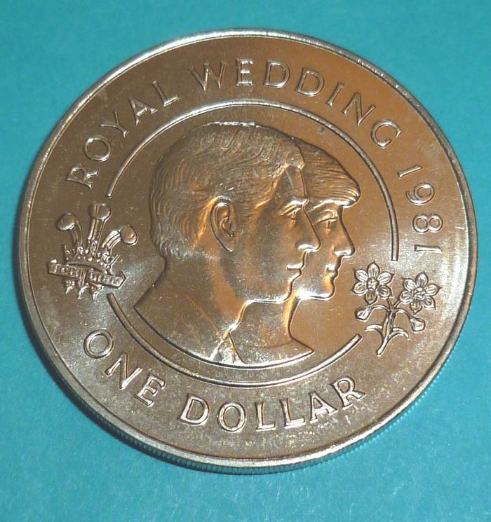 1981 Bermuda Royal Wedding Charles & Diana One Dollar Coin
