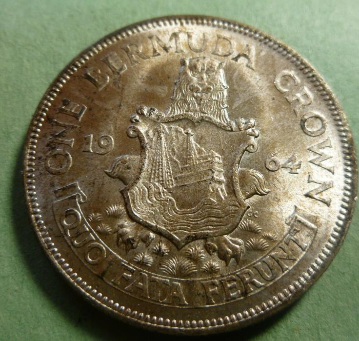 1964 Bermuda Crown / .500 Silver / Uncirculated /  #64BC