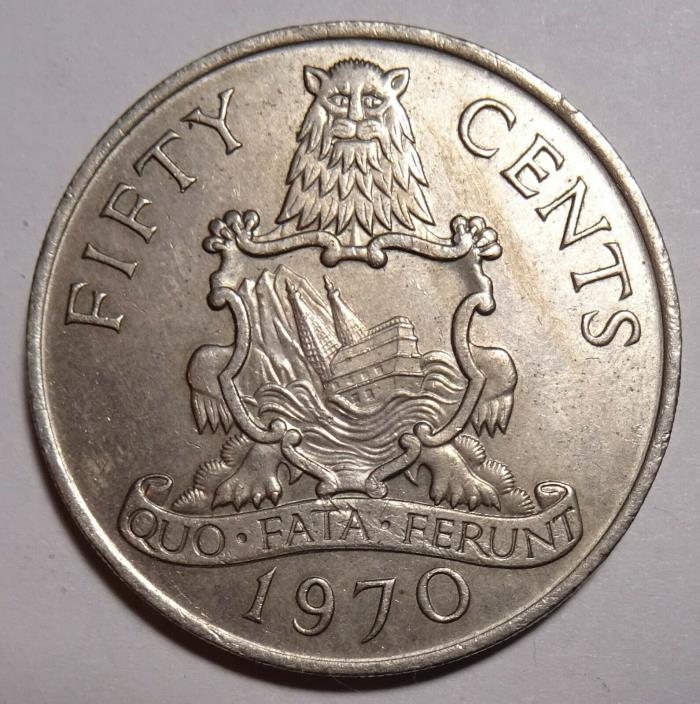 1970 Bermuda 50 cents coin