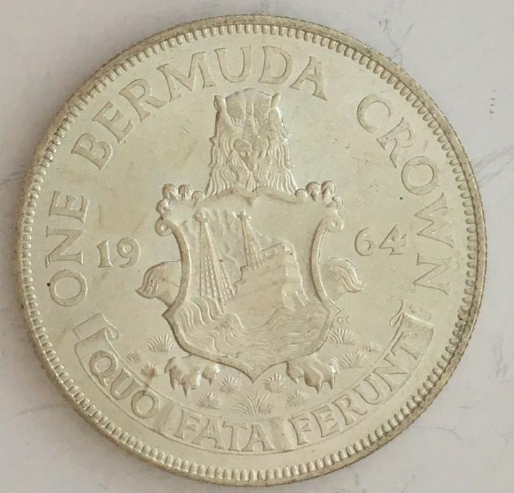 1964 BERMUDA SILVER ONE CROWN. BEAUTIFUL COIN FOR YOUR COLLECTION UNC