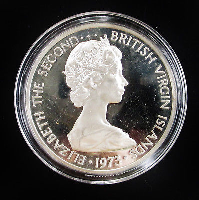 .925 Silver 1973 British Virgin Islands Dollar Coin, KM#6a, in Airtight 171124
