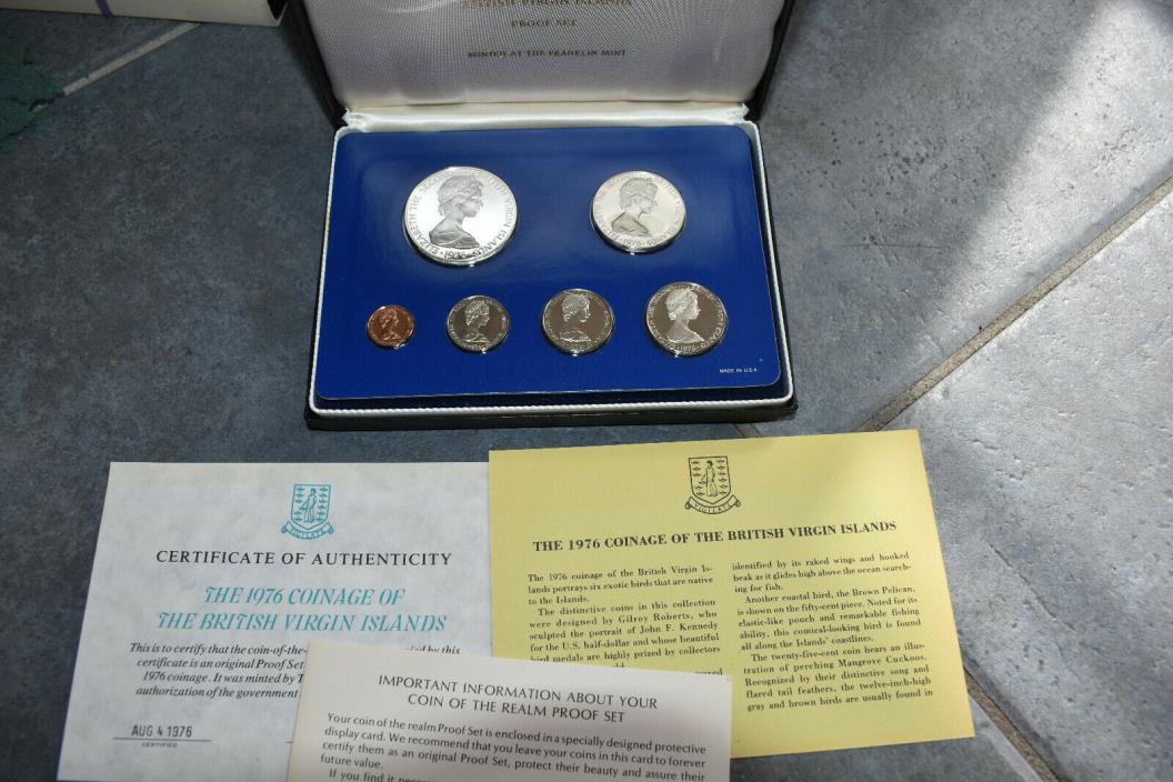 1976 British Virgin Islands 6 Coin set with COA, Box and SIlver coin