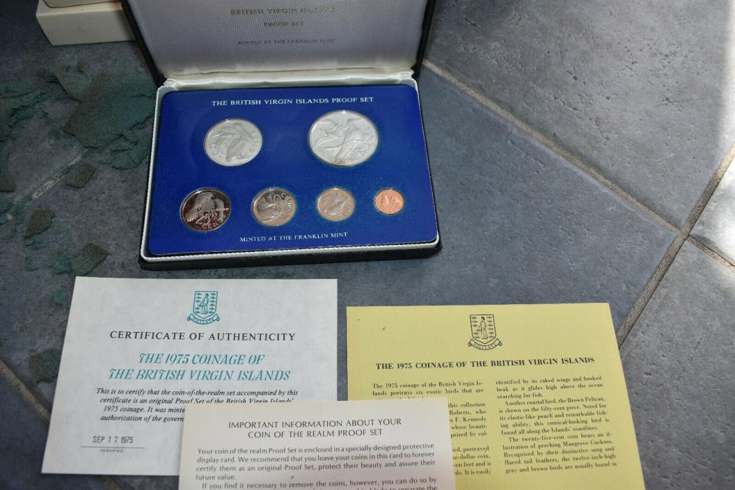 1975 British Virgin Islands 6 Coin set with COA Box and $1 Silver Coin