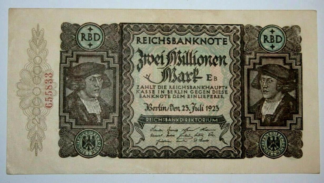1923 Germany 2 Million Mark Banknote P 89A