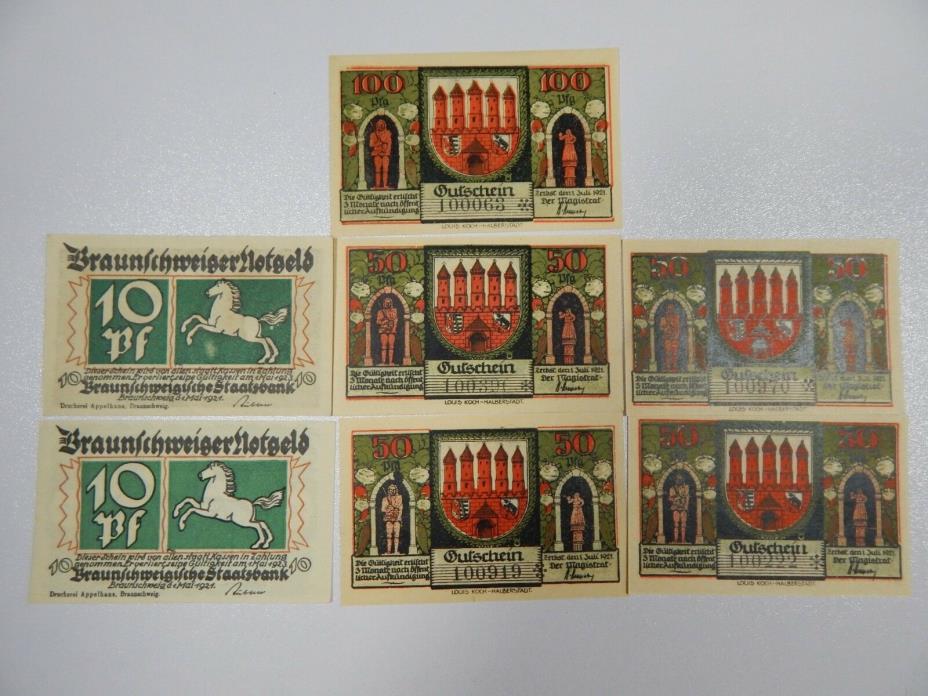 Mixed Lot of 7 German Notgeld Notes, UNC (Z-0178)