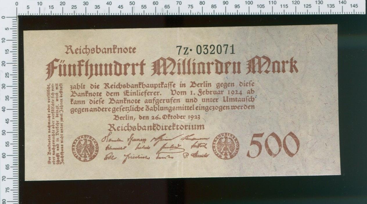 Germany 500 Millarden Mark 1923 Banknote 127b AX F