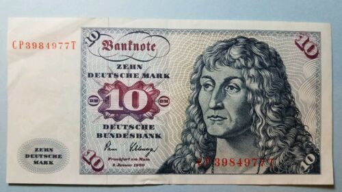 Foreign paper money Germany 10 deutsche marks 1980 banknote