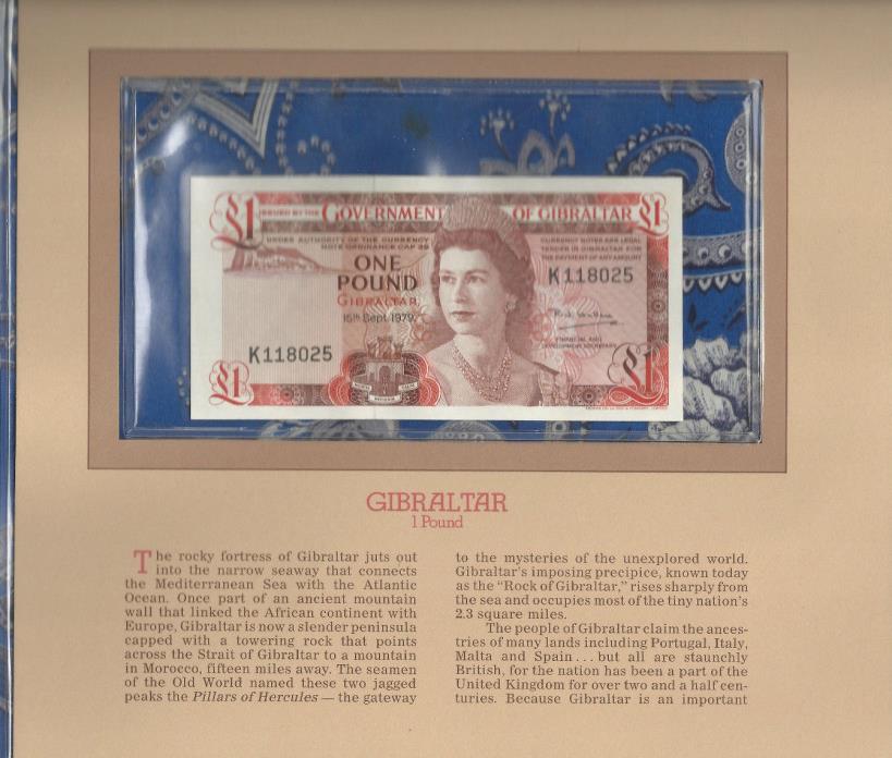 Most Treasured Banknotes Gibraltar 1 pound 1979 P20b UNC K118085