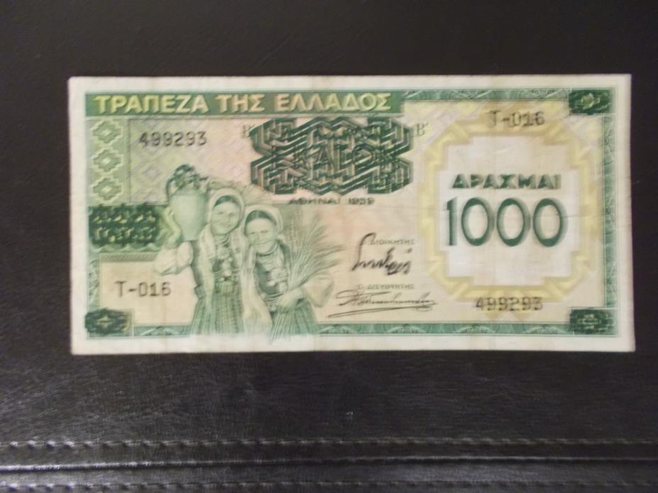 1939 Greece 1000 drachmai banknote
