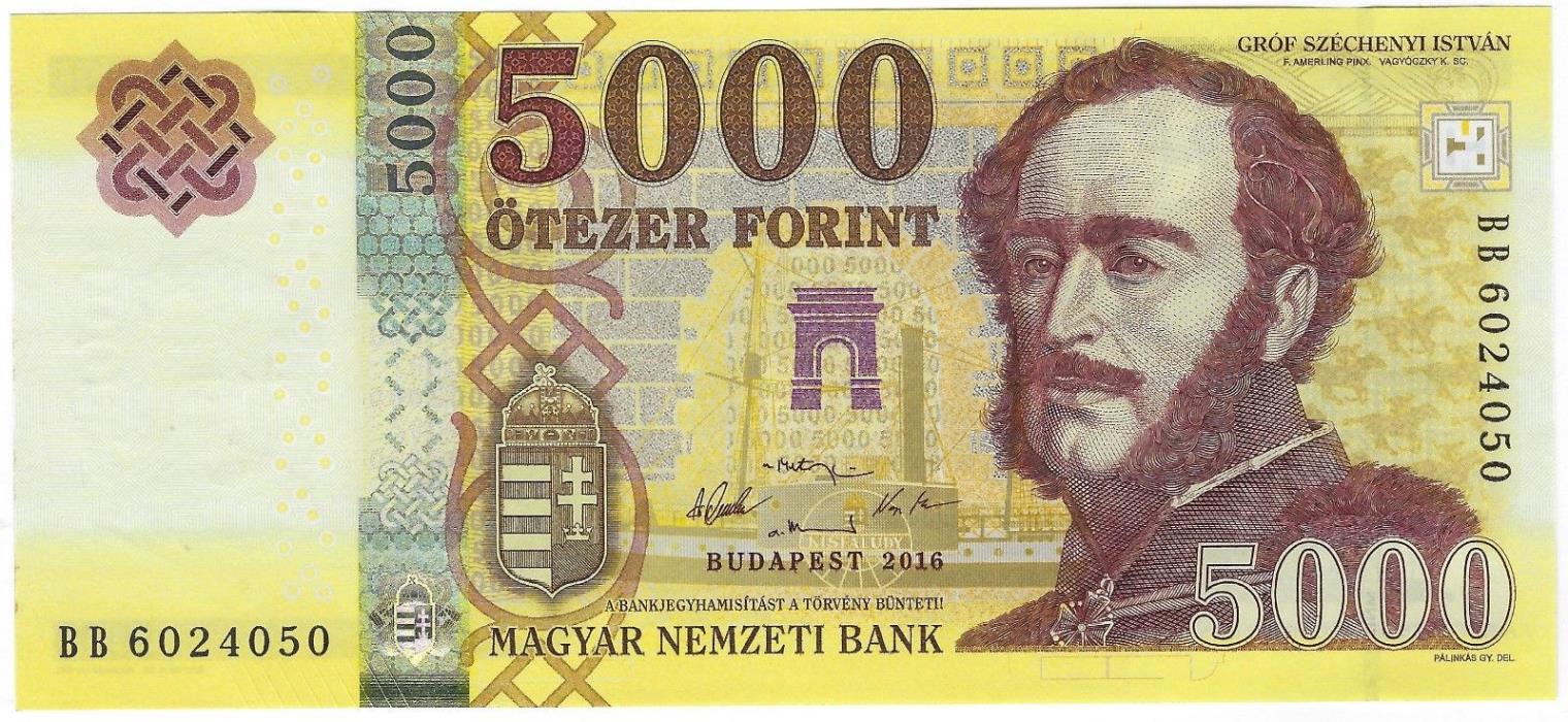 Hungary, 2016 5,000 Forint P-205a  ((Unc)