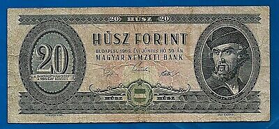 Magyar Budapest 1969 Hungary 20 Husz Forint paper money bill note