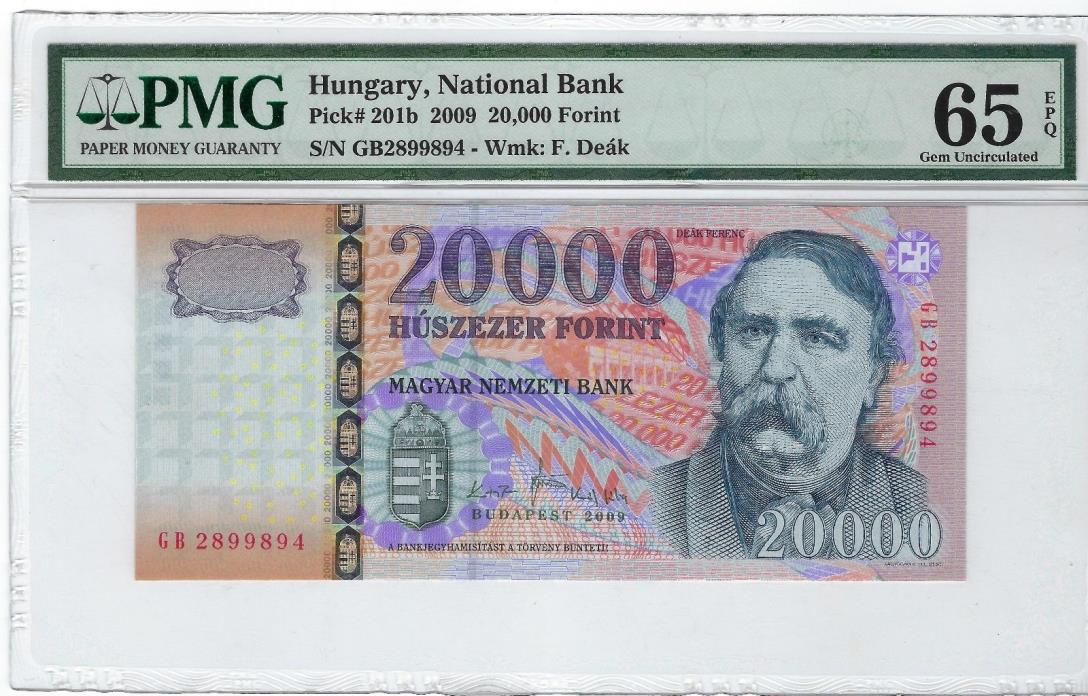 Hungary, 2009 20,000 Forint P-201b PMG 65 EPQ