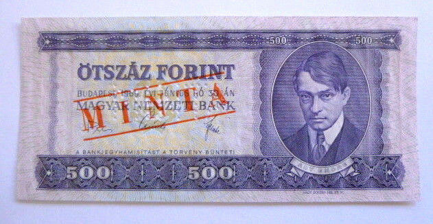 HUNGARY UNC 1969 500 FORINT MINTA (SPECIMEN) P172sa  BUDAPEST and DANUBE