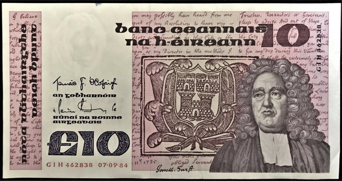 1984 Republic of Ireland £10 pounds, Jonathan Swift