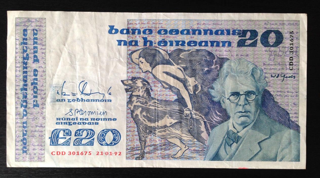 Ireland, Central Bank of Ireland, 20 Pounds, 21-01-92, P73c, VF