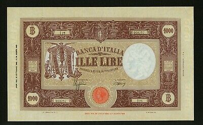 ITALY BANCA D'ITALIA  1943  1,000 LIRE BANKNOTE, ABOUT UNCIRCULATED, PICK-72a