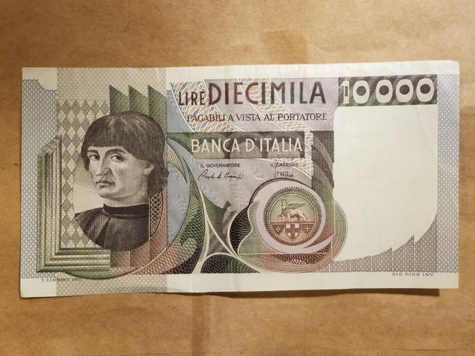 1982 Italy 10,000 Lire Ten Thousand Lira Italian Banknote note bill VERY FINE VF