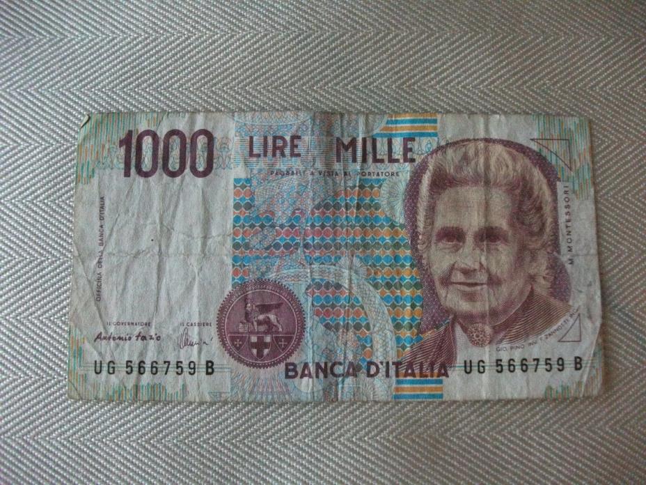 1990 1000 Lire Note - Italy - Montessori Front - UG Series