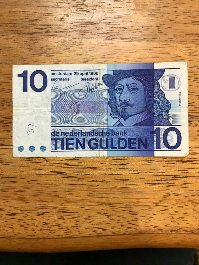 Netherlands 10  Gulden 10 April 1968   , VF