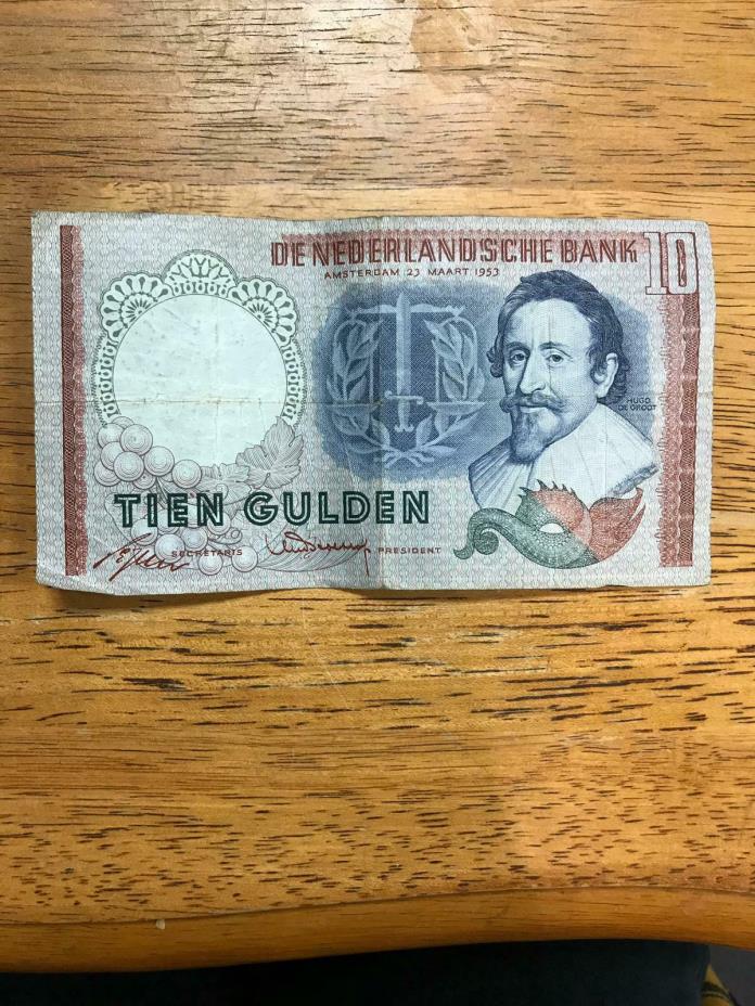 Netherlands 10  Gulden 3 March 1953  , VF