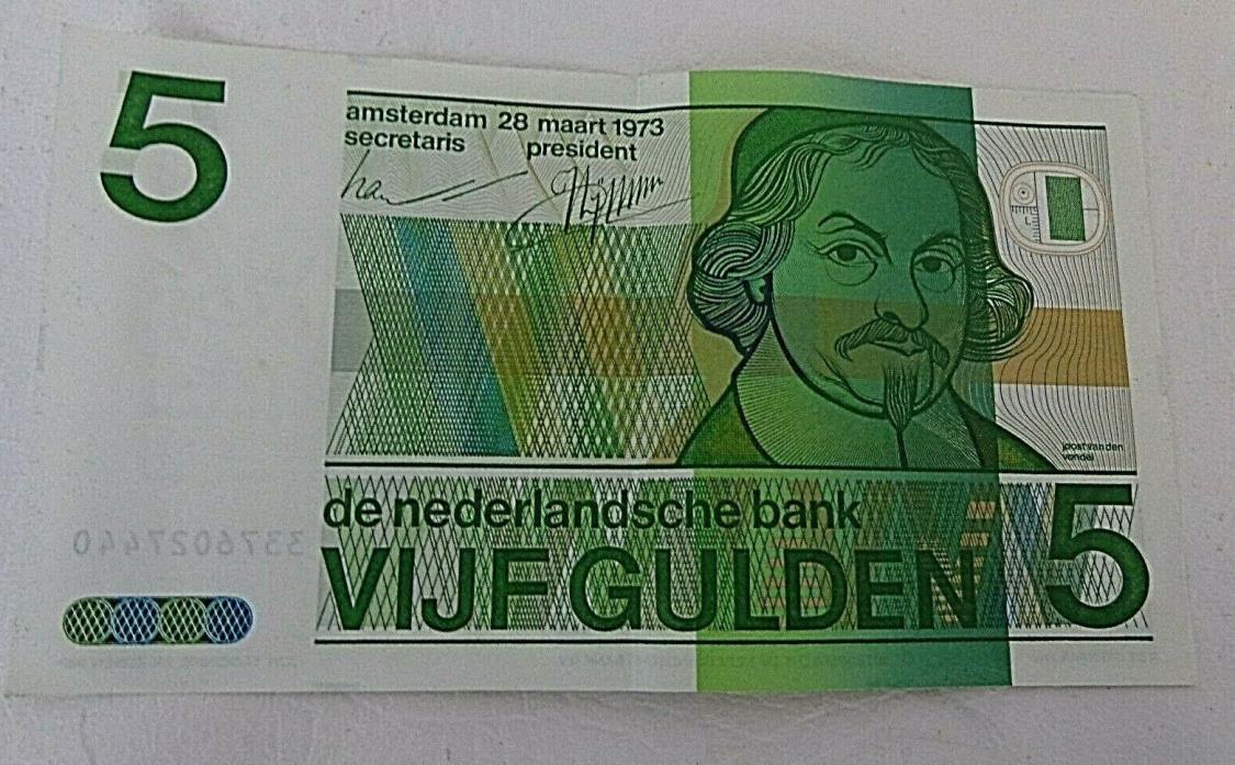 Netherlands 5 Gulden 1973 Banknote