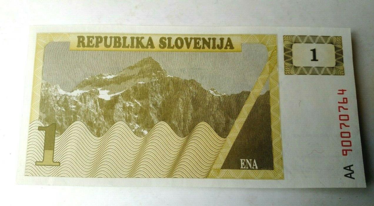 SLOVENIA   1 TOLARJEV  BANKNOTE  UNC  PAPER MONEY CURRENCY